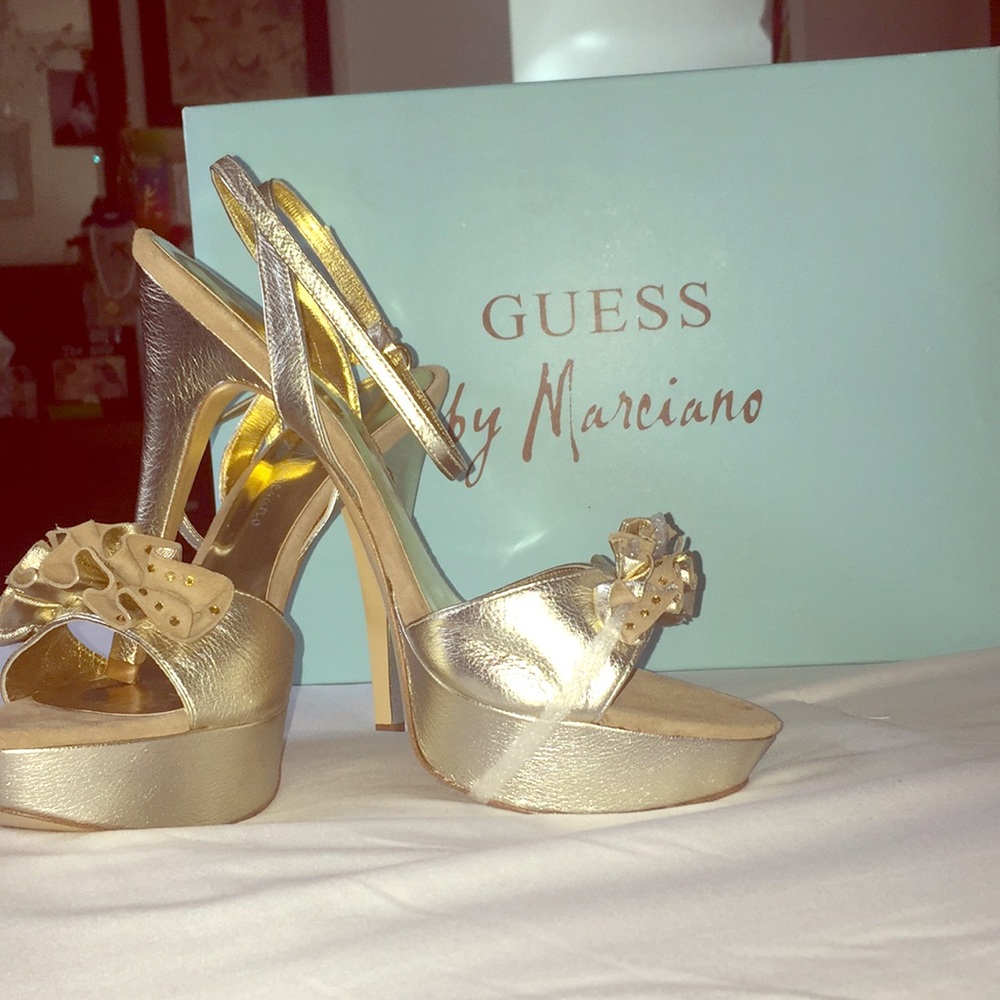 Gold Open-Toe Heels
